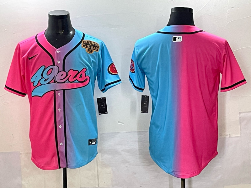 Men 2025 San Francisco 49ers blank Pink Blue pink Nike Limited NFL Jersey 002
